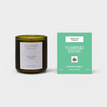 JONES + CO Flamingo Estate Heirloom Tomato scented candle in a dark green glass jar with its mint green box.