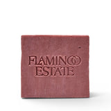 JONES + CO Jasmine & Damask Rose soap brick in a dusty rose color with embossed branding on a white background.
