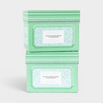 JONES + CO Night Blooming Jasmine & Damask Rose XL candle in a stacked mint green decorative gift box.