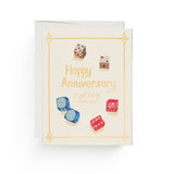 JONES + CO Lucky Dice anniversary greeting card on recycled paper with colorful dice illustrations by Danielle Kroll.