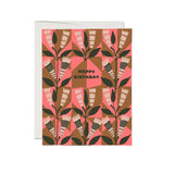 JONES + CO Neapolitan Flowers birthday card with pink and brown floral illustration on recycled paper.