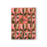 JONES + CO Neapolitan Flowers birthday card with pink and brown floral illustration on recycled paper.