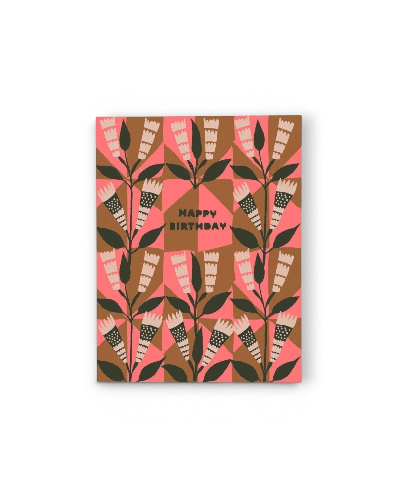 JONES + CO Neapolitan Flowers birthday card with pink and brown floral illustration on recycled paper.