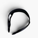 JONES + CO Olivia Headband in ebony black with a sleek fabric finish and comfortable suede-lined ends.