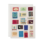 JONES + CO Perfect Match greeting card featuring vintage matchbook illustrations by Danielle Kroll on recycled paper.