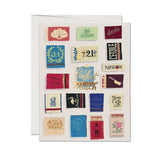 JONES + CO Perfect Match greeting card featuring vintage matchbook illustrations by Danielle Kroll on recycled paper.