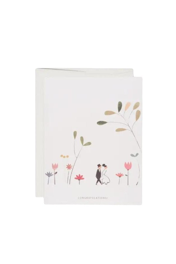 JONES + CO Perfect Wedding Card featuring a whimsical floral illustration by Danielle Kroll on recycled paper.