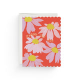 JONES + CO Scalloped Coneflower sympathy card with pink flowers on red background and Sending You Love text.