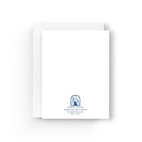 Back of JONES + CO Thanks Vase greeting card on recycled paper with white envelope and brand logo at the bottom.