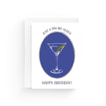 JONES + CO Tini Bit Older birthday card on recycled paper with a martini illustration and white envelope.