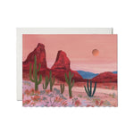 JONES + CO Zion greeting card featuring a desert landscape illustration by Becca Stadtlander with red rock formations.