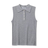 Fran Polo Tank - Heather Grey