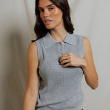 Fran Polo Tank - Heather Grey