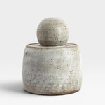 JONES + CO alabaster stoneware stash jar with a chunky knob and matte glaze. Handmade, unique piece.