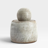 JONES + CO alabaster stoneware stash jar with a chunky knob and matte glaze. Handmade, unique piece.