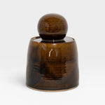JONES + CO hand-thrown amber stoneware stash jar with chunky knob and satin glaze.