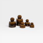 JONES + CO hand-thrown amber stoneware stash jars with chunky knobs and satin glaze. Set of 5.