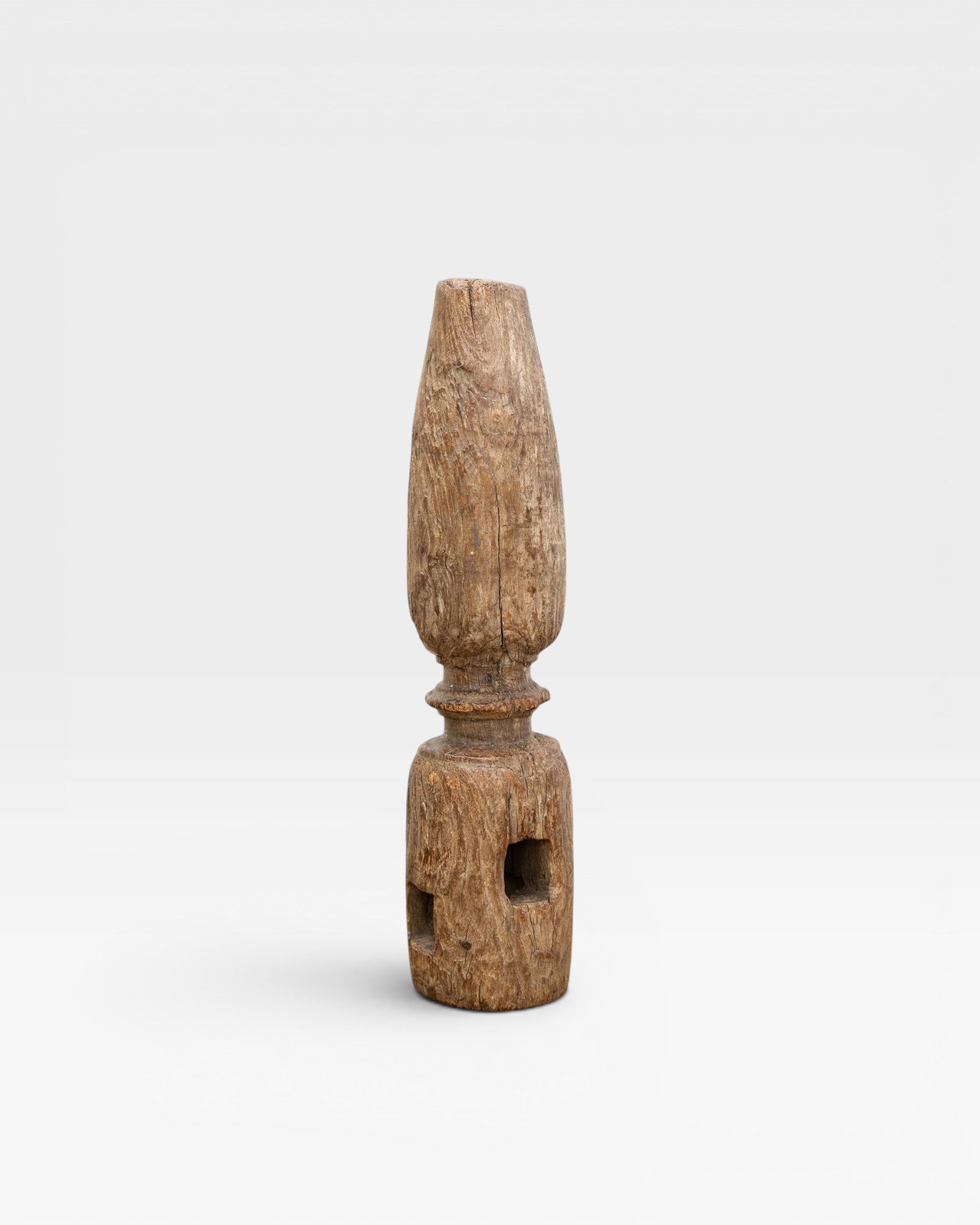 JONES + CO antique carved wooden architectural pillar with weathered patina and rustic charm.