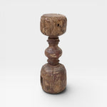 JONES + CO antique rustic wooden pillar with red paint accents, carved architectural element, 12" tall.