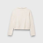 JONES + CO Arden mock neck sweatshirt in sugar cream French terry fabric with a boxy fit and long sleeves.