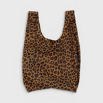 JONES + CO Standard Baggu reusable tote in brown leopard print lightweight ripstop nylon