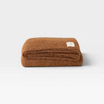 JONES + CO bark brown alpaca wool blend throw blanket, medium weight, 62" x 57"