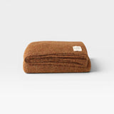JONES + CO bark brown alpaca wool blend throw blanket, medium weight, 62" x 57"