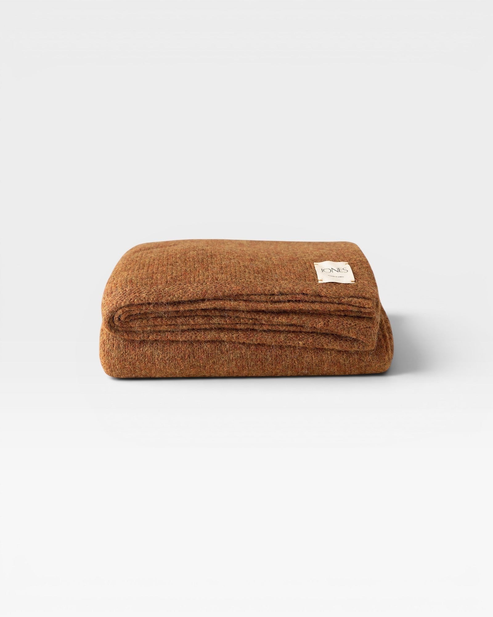 JONES + CO bark brown alpaca wool blend throw blanket, medium weight, 62" x 57"