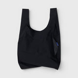 JONES + CO black Baggu reusable tote bag made from lightweight ripstop nylon for everyday use.