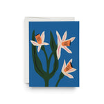 JONES + CO Blue Daffodils greeting card featuring a floral illustration on heavyweight recycled cardstock with envelope