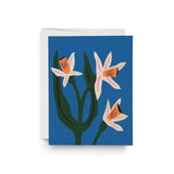 JONES + CO Blue Daffodils greeting card featuring a floral illustration on heavyweight recycled cardstock with envelope