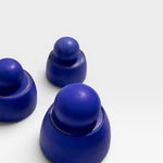 JONES + CO electric blue stoneware stash jars with sculptural knobs, handmade in Los Angeles.