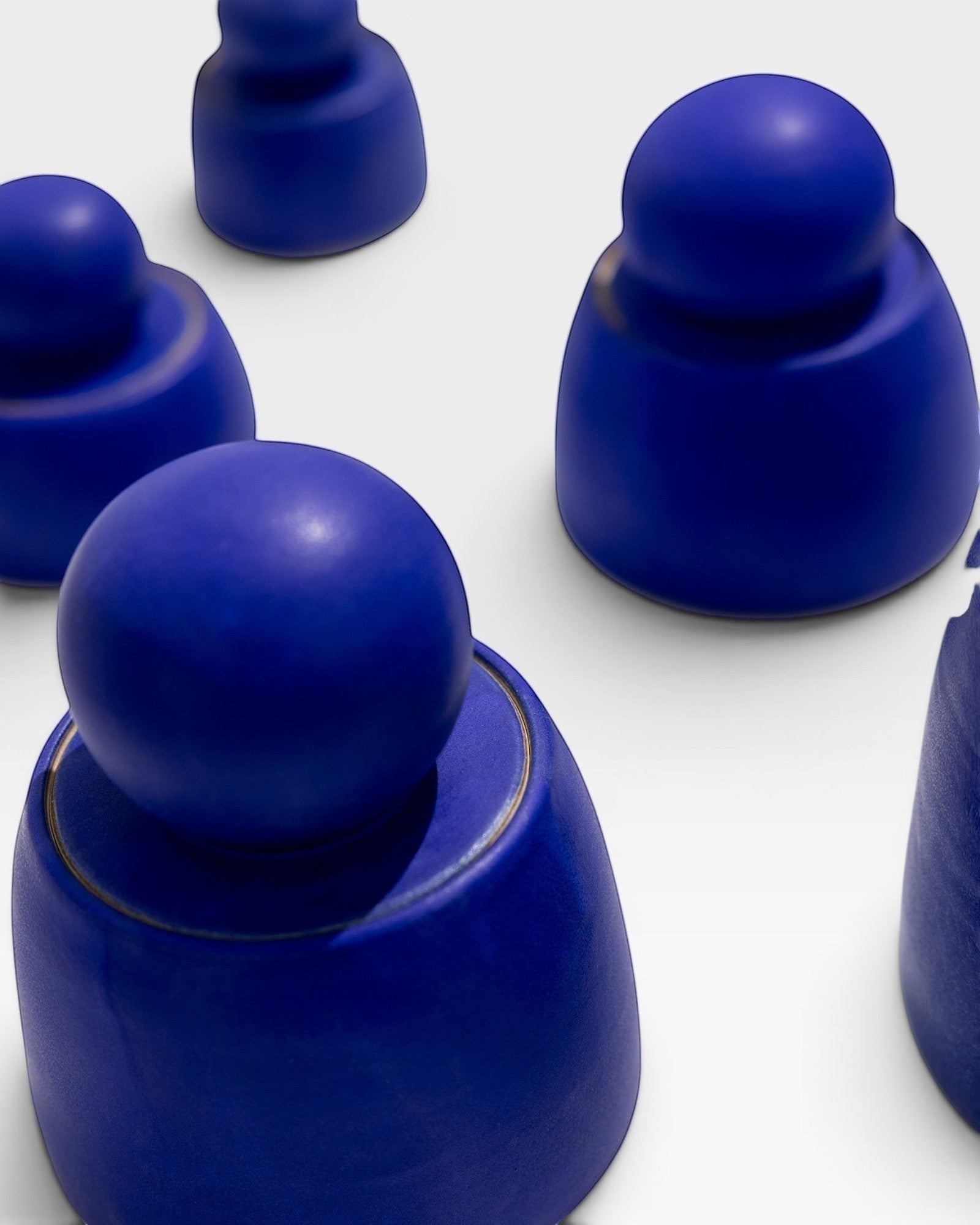 JONES + CO electric blue stoneware stash jar with sculptural knob, handmade in Los Angeles.