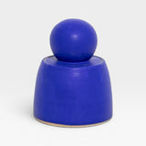 JONES + CO electric blue stoneware stash jar with sculptural knob, handmade in Los Angeles.