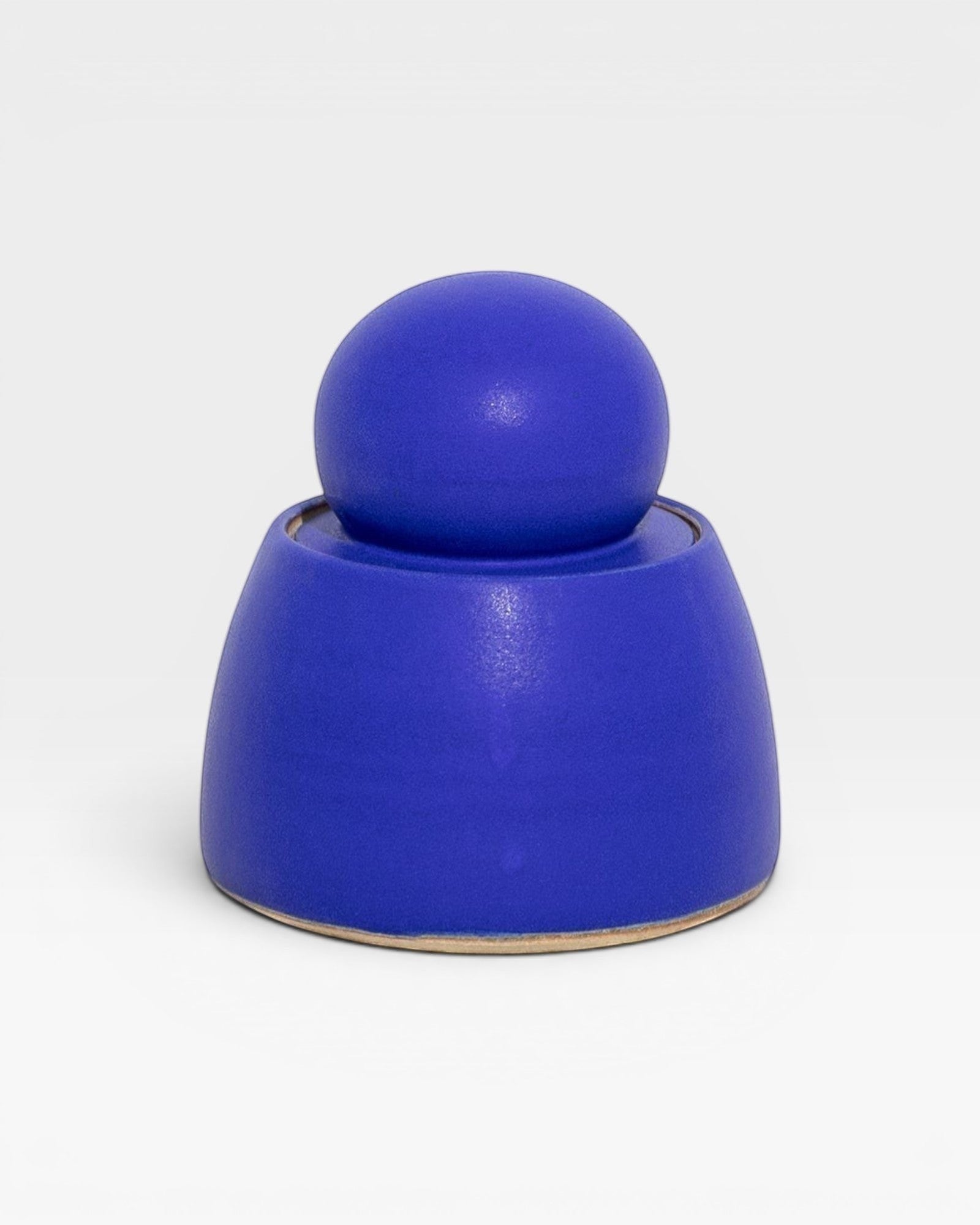 JONES + CO electric blue stoneware stash jar with sculptural knob, handmade in Los Angeles.