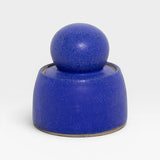 JONES + CO electric blue stoneware stash jar with a sculptural knob, handmade in Los Angeles.