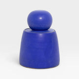 JONES + CO electric blue stoneware stash jar with sculptural knob, handmade in Los Angeles.