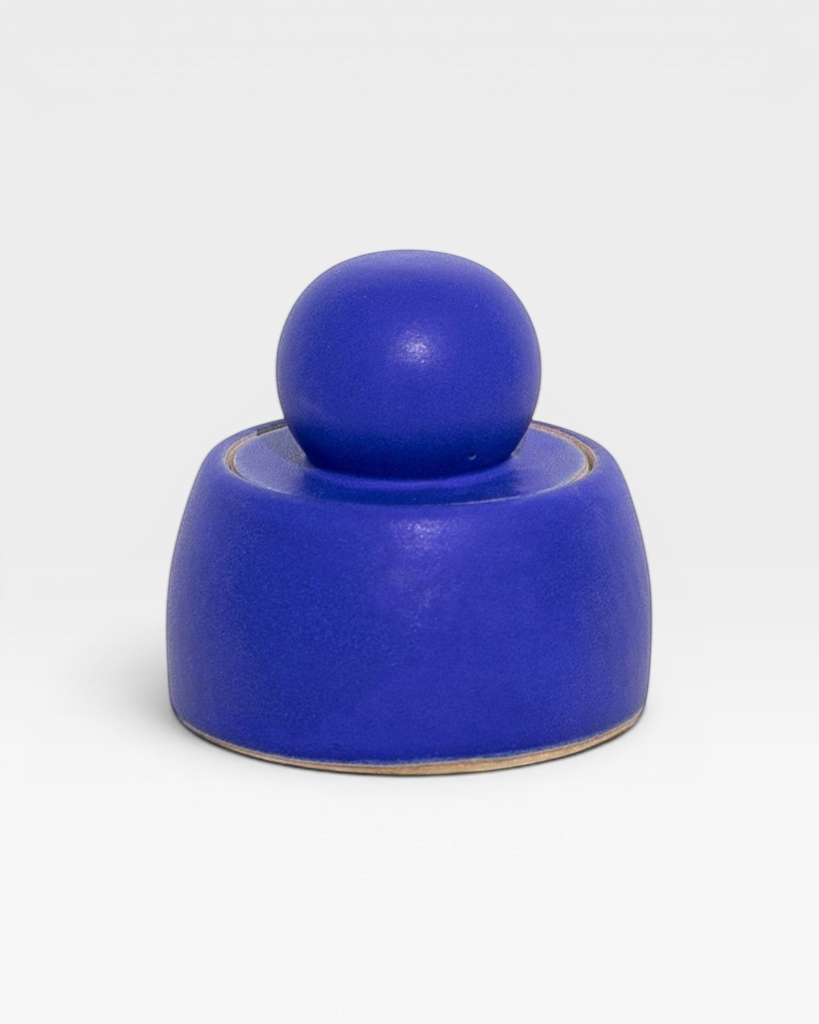 JONES + CO electric blue stoneware stash jar with sculptural knob, handmade in Los Angeles.