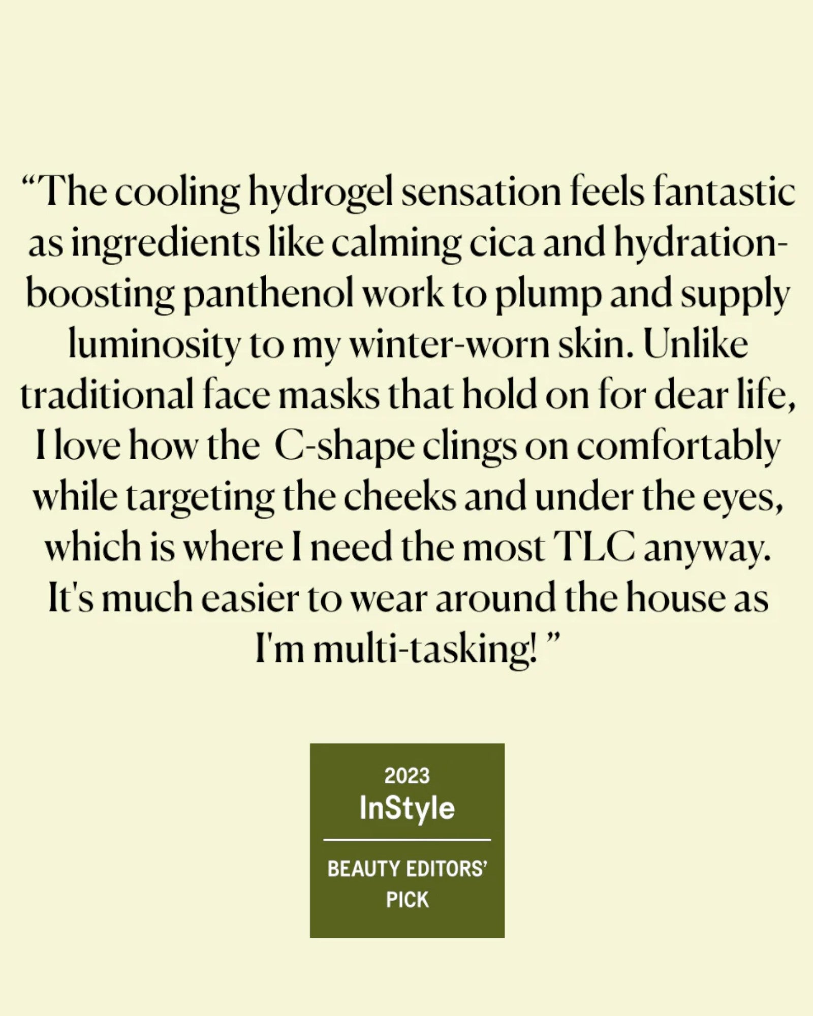 JONES + CO Calm Movements hydrogel eye & cheek mask with C-shape design for cooling, soothing, and boosting skin elasticity.
