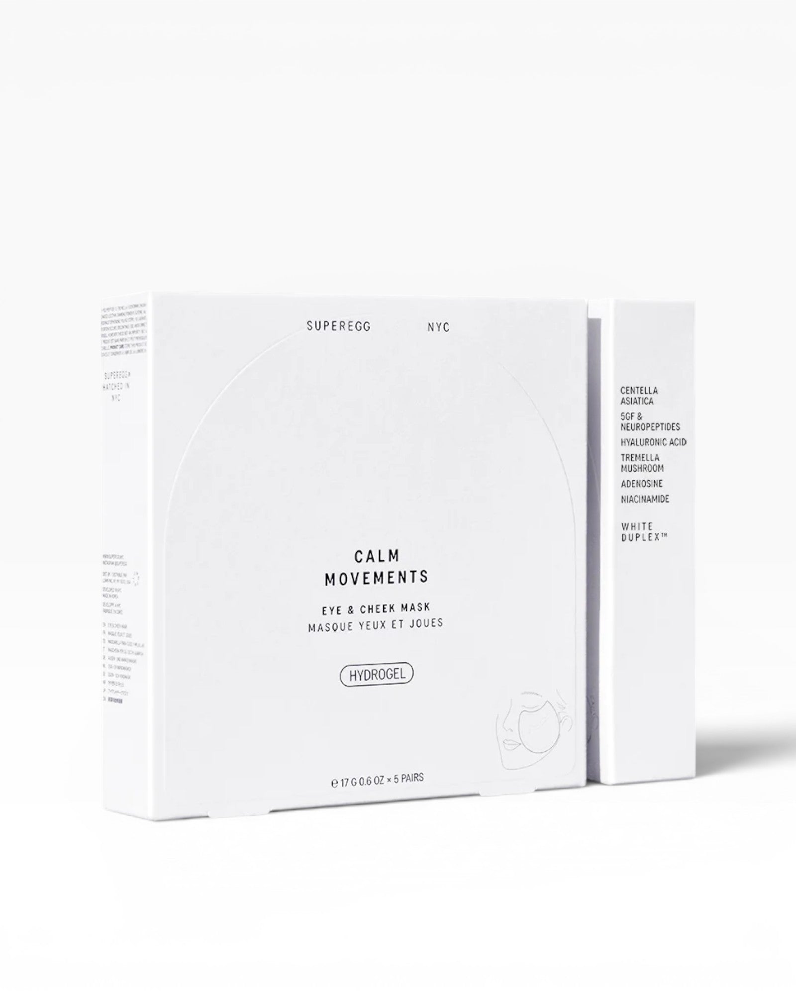 JONES + CO Calm Movements hydrogel eye & cheek mask for soothing and boosting skin elasticity. Includes Centella Asiatica, Hyaluronic Acid.