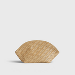 JONES + CO Elin pouch in caramel calfskin with a braided woven pattern and zip closure