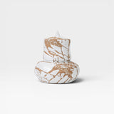JONES + CO handmade white ceramic vase with lid, featuring organic modern design and expressive glaze with brown accents.