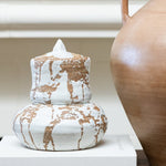 JONES + CO handmade white ceramic vase with lid, featuring organic modern design and expressive glaze.