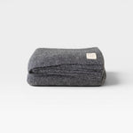 JONES + CO charcoal grey alpaca wool blend throw blanket, medium weight, 62" x 57", woven in Peru.