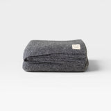 JONES + CO charcoal grey alpaca wool blend throw blanket, medium weight, 62" x 57", woven in Peru.