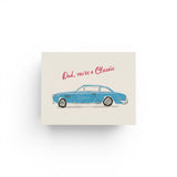 JONES + CO Father's Day card featuring a blue vintage car illustration and the text Dad, you're a Classic.
