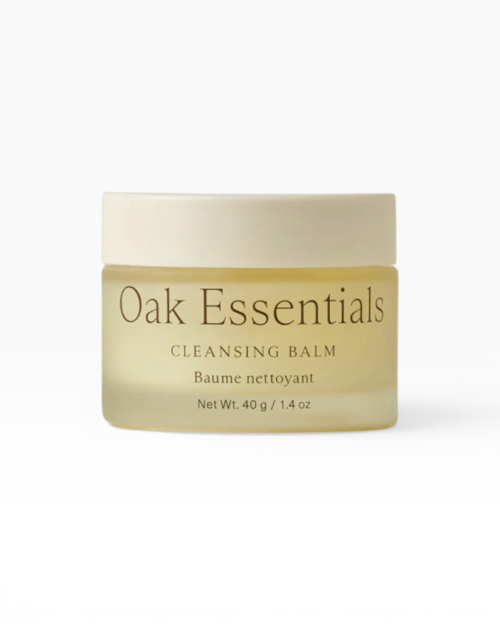 JONES + CO Oak Essentials Cleansing Balm in a frosted glass jar with a cream lid. 40g.