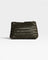 JONES + CO Cleo Pouch, a small zip pouch in handwoven dark green leather for organizing essentials.