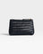 JONES + CO Cleo Pouch: small dark navy woven leather zip pouch for organizing essentials.
