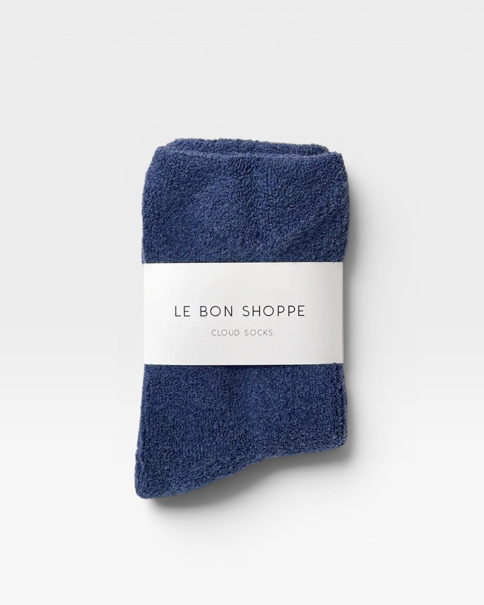 JONES + CO Cloud Socks in Bijou Blue. Ultra-cozy, plush cotton blend terry socks perfect for winter warmth.